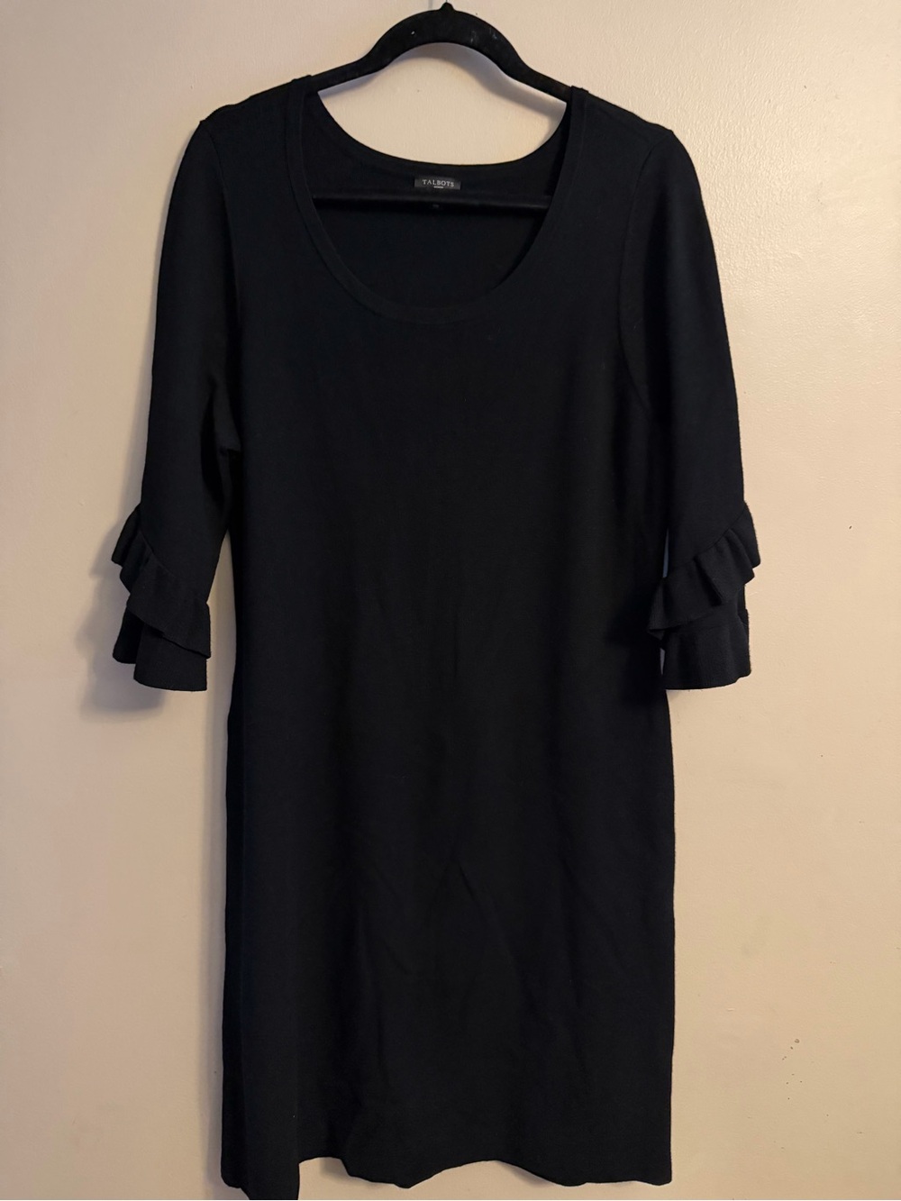 Women's Black Ruffle Sleeve Sweater Dress
